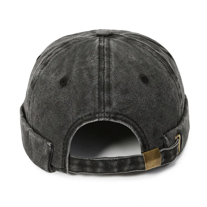 Washed Cooton Brimless Skullies Cap For Men Hip Hop Solid Color Street Dome Sailor Hat Unisex Custom Logo Docker Hats Women